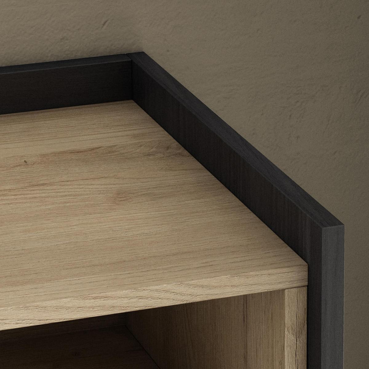 SIDEBOARD, Eiche und Schwarz, 207/37/80cm, Kamin mit Feuereffekt - Eichefarben, Holzwerkstoff (207/80/37cm) - Skraut Home