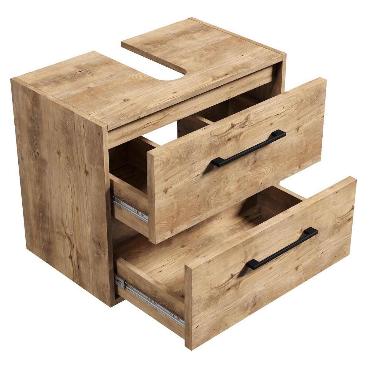 WASCHBECKENUNTERSCHRANK Florence 2 Schubladen Kastanien Eiche - 60 x 35 x 47 cm - Kastanienfarben/Eichefarben, Holz (60/47/35cm) - Badplaats