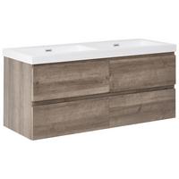 WASCHBECKENUNTERSCHRANK wandmontiertk mit Doppelwaschbecken Taupe Viedma - Taupe, Holzwerkstoff (120/52/46cm) - Beliani