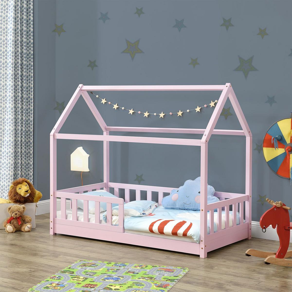 KINDERBETT Marli rosa 80x160 cm - Rosa, Holz (80/160cm) - Juskys