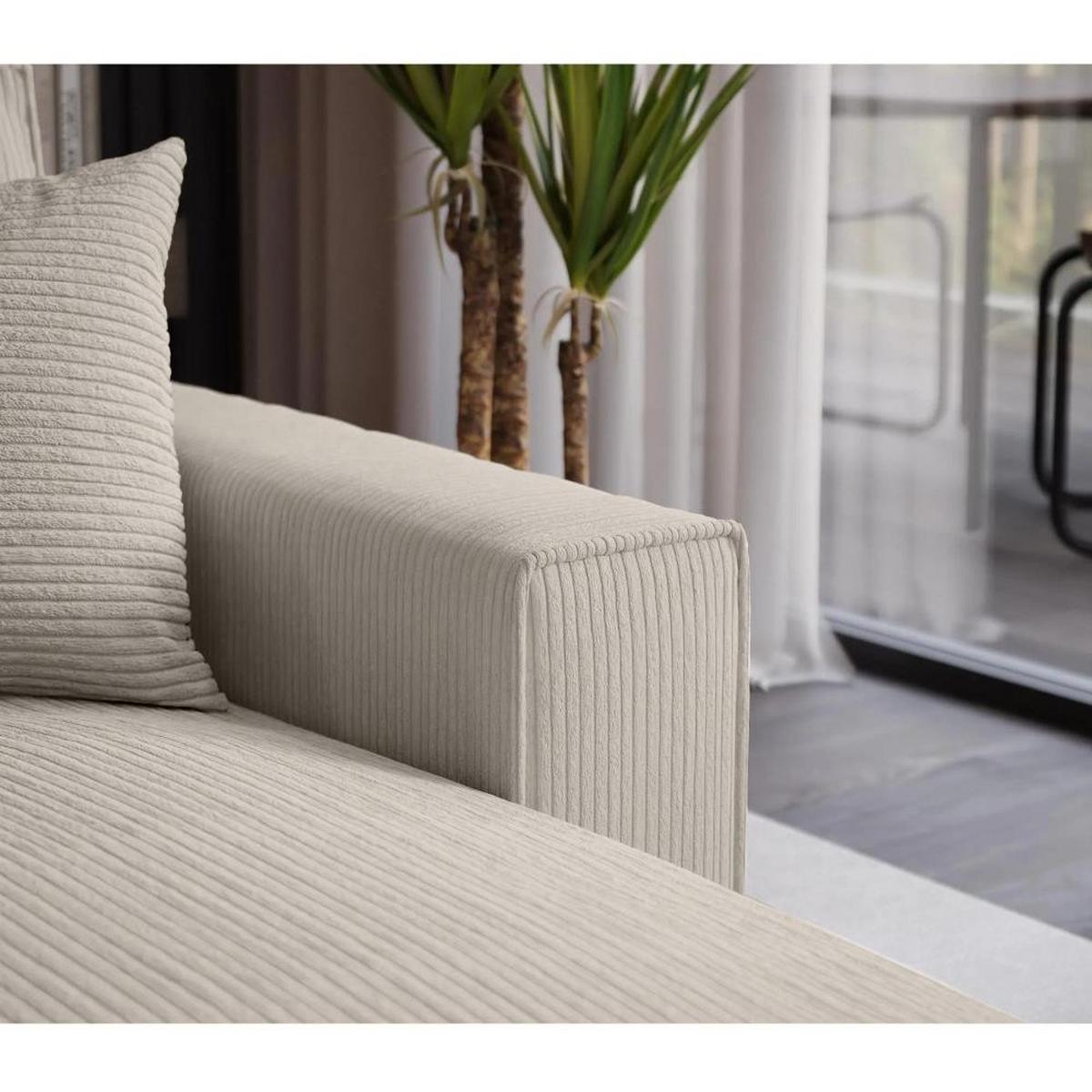 ECKSOFA Parys L mit Schlaffunktion und universeller Ottomane, Creme - Creme/Schwarz, Kunststoff/Textil (290/185cm) - Beautysofa