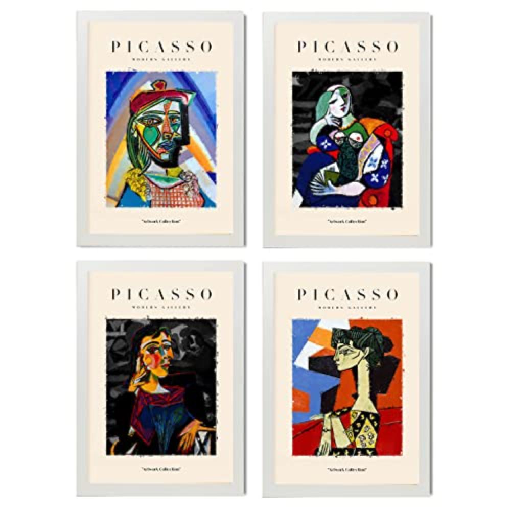 POSTER Set mit 4 PicassoSammlung der Trauer Ästhetische A4 Weißer Rahmen - Weiß, Papier (29.7/3cm) - Nacnic