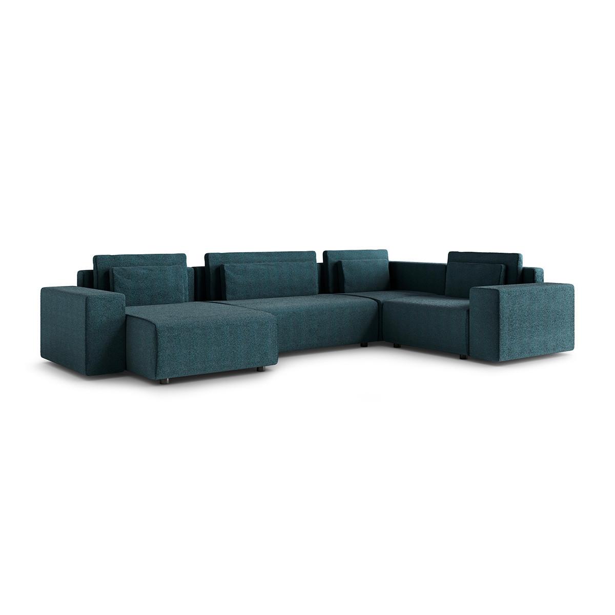 PANORAMASOFA Lorenzo 5 Sitzplätze Blau - Blau, Holz (378/85/236cm) - Petits-meubles