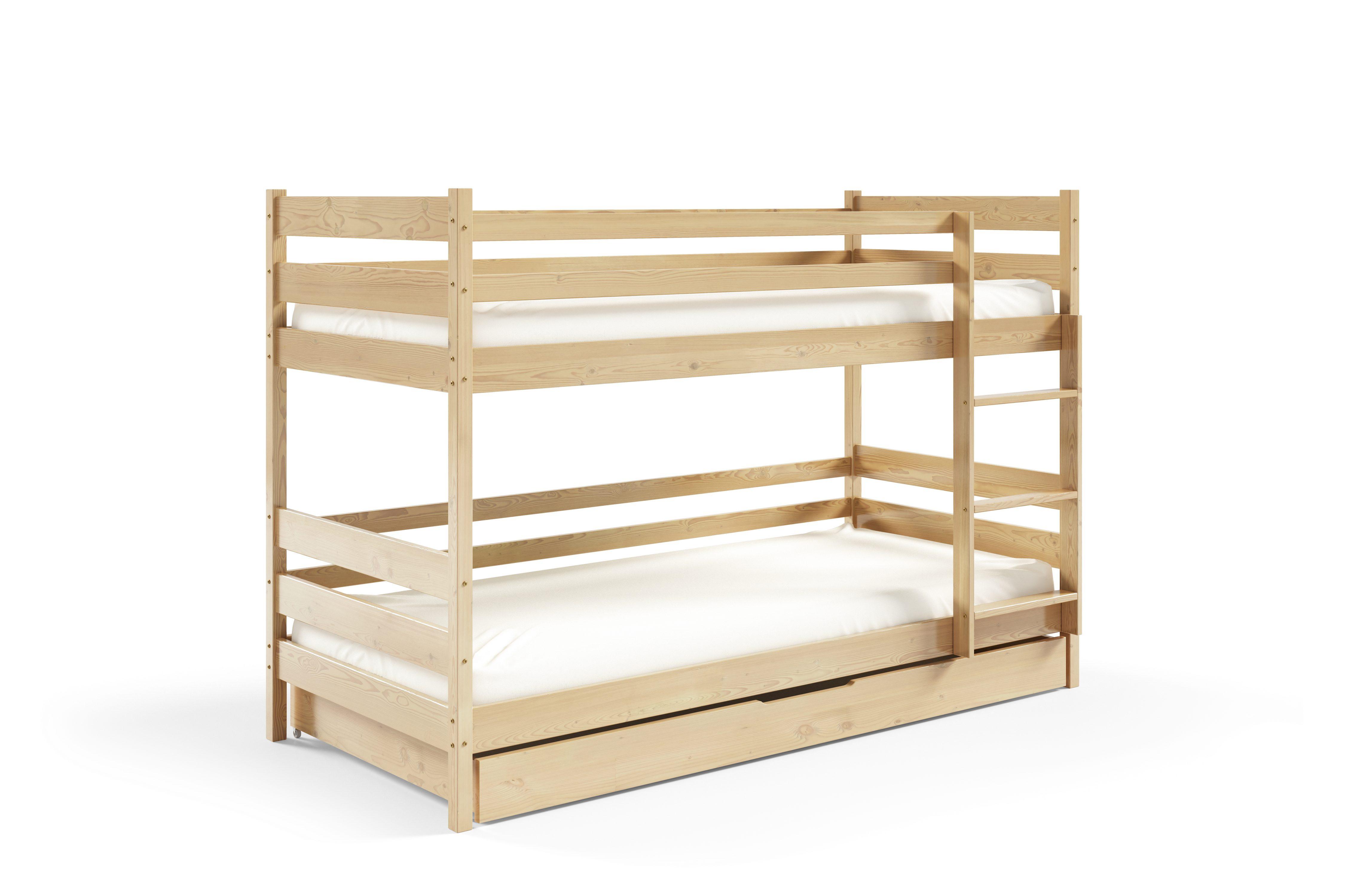 ETAGENBETT SIMBA mit Bettkasten 80x160 cm Kieferfarben - Kieferfarben, Holz (80/160cm) - MASSENO