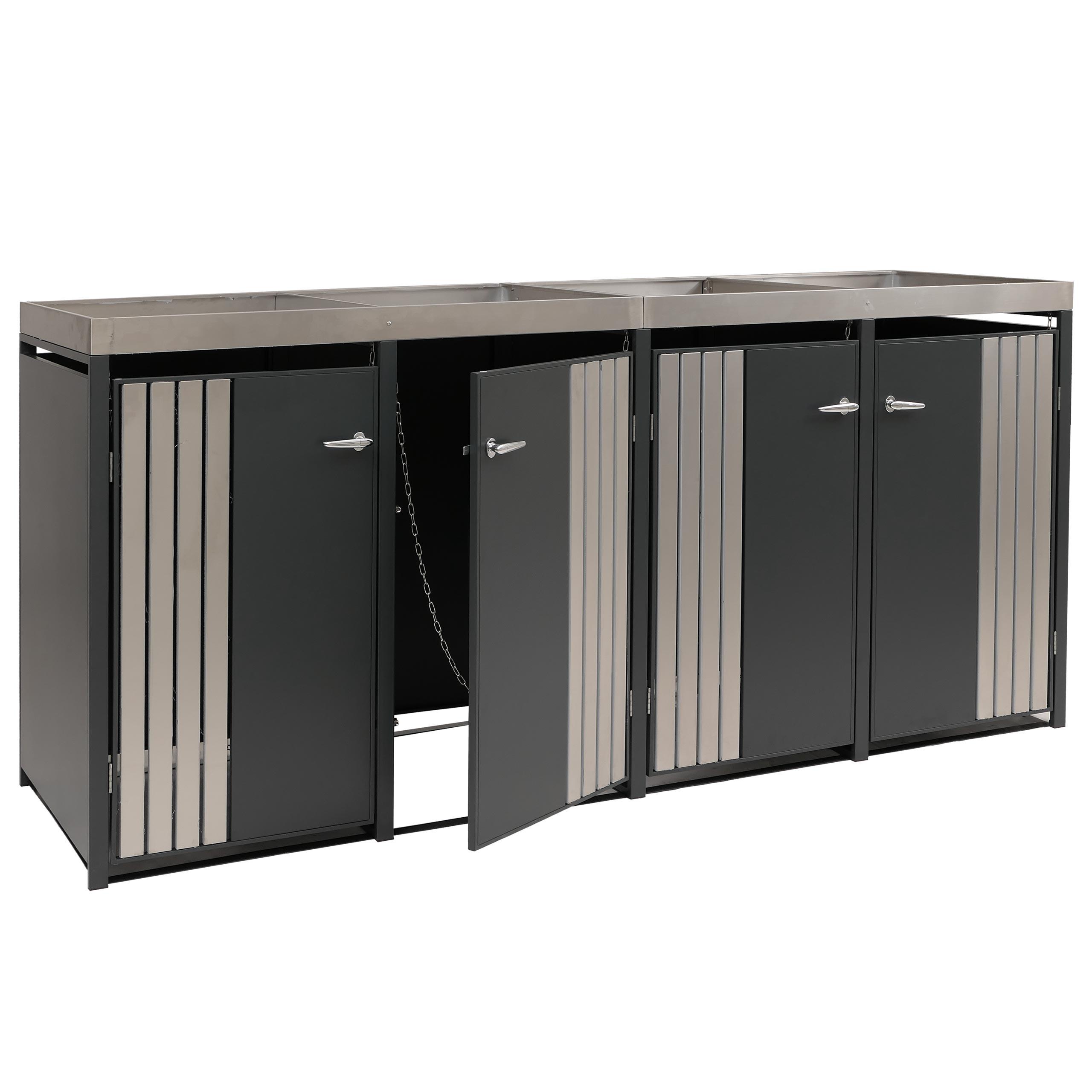 MÜLLTONNENVERKLEIDUNG Anthrazit, Silber - Anthrazit/Silberfarben, Metall (260/125/84cm) - MCW