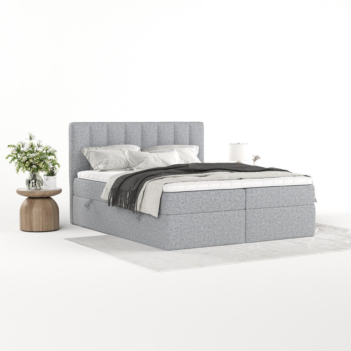 BOXBETT Bari 140/200 cm Grau im Riva Stoff - Grau, Holz/Holzwerkstoff (140/200cm) - AltaBeds