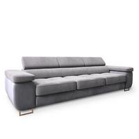 SCHLAFSOFA MOSINE Hellgrau Velours-Stoff mit Schlaffunktion - Hellgrau/Grau, Holz (276/98/87cm) - MASSENO