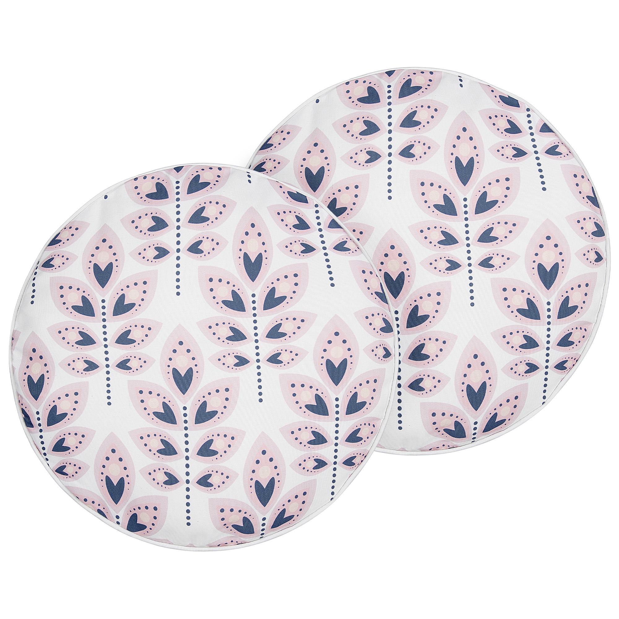 GARTENKISSEN 2er-Set Blattmotiv beige 40 cm Torretta - Creme, Textil (40/40cm) - Beliani