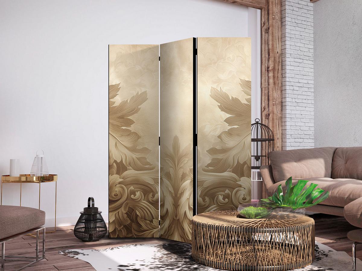 PARAVENT Einseitig Bedruckter 3-tlg 135x172 cm Barocke Ornamente - Beige, Holz/Textil (135/172/3cm) - Muralo