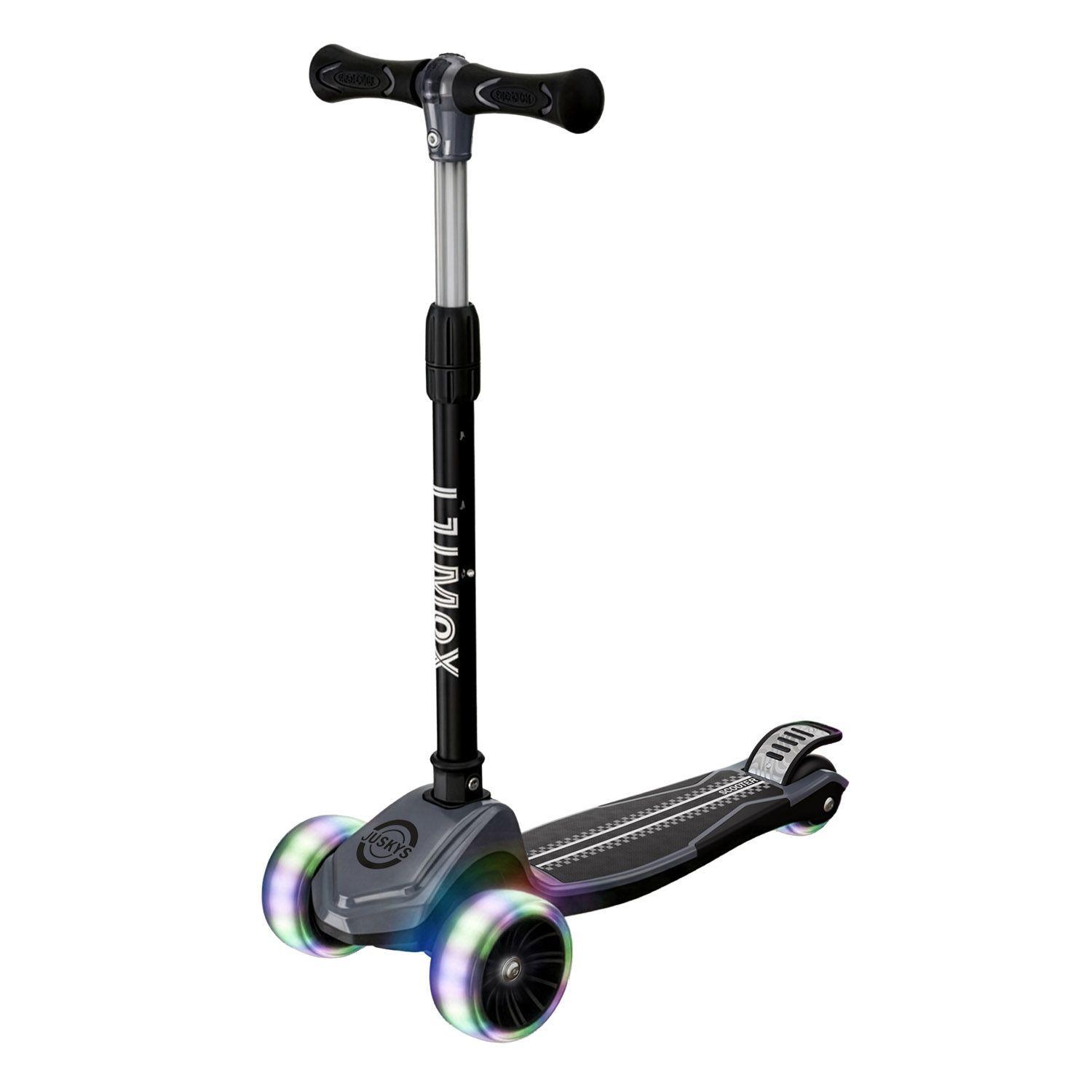 KINDERROLLER Lumox höhenverstellbarer Lenker inkl. Leuchtränder schwarz - Schwarz, Metall (28/59cm) - Juskys
