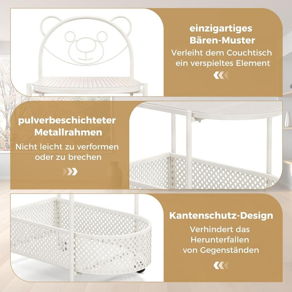 GLASTISCH 76cm Weiß - Weiß, Metall (40/60/76cm) - COSTWAY