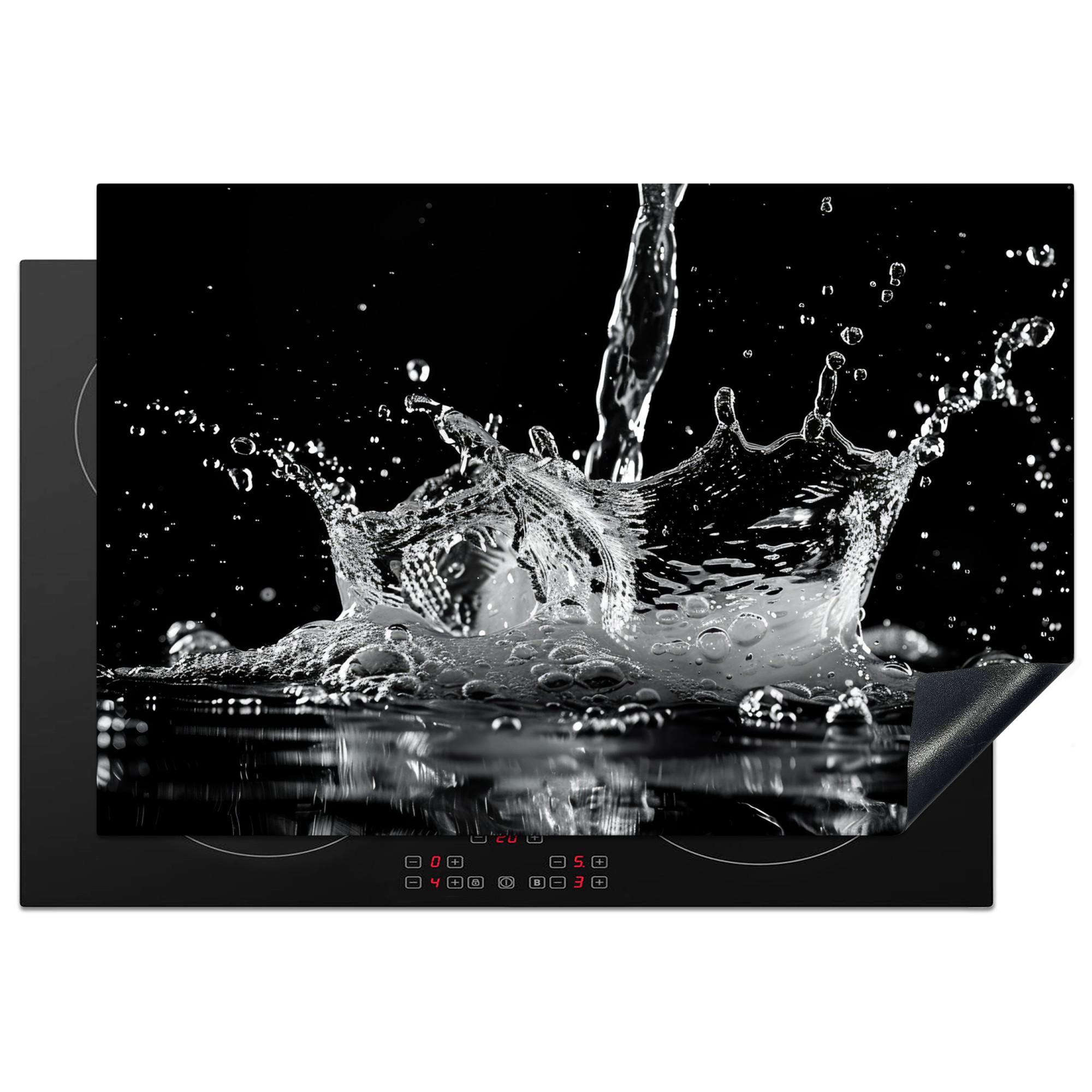 HERDABDECKPLATTE Wasser - Spritzwasser - Schwarz Ceranfeldabdeckung 76x51.5 cm - Schwarz, Kunststoff (76/51.5/0.2cm) - MuchoWow