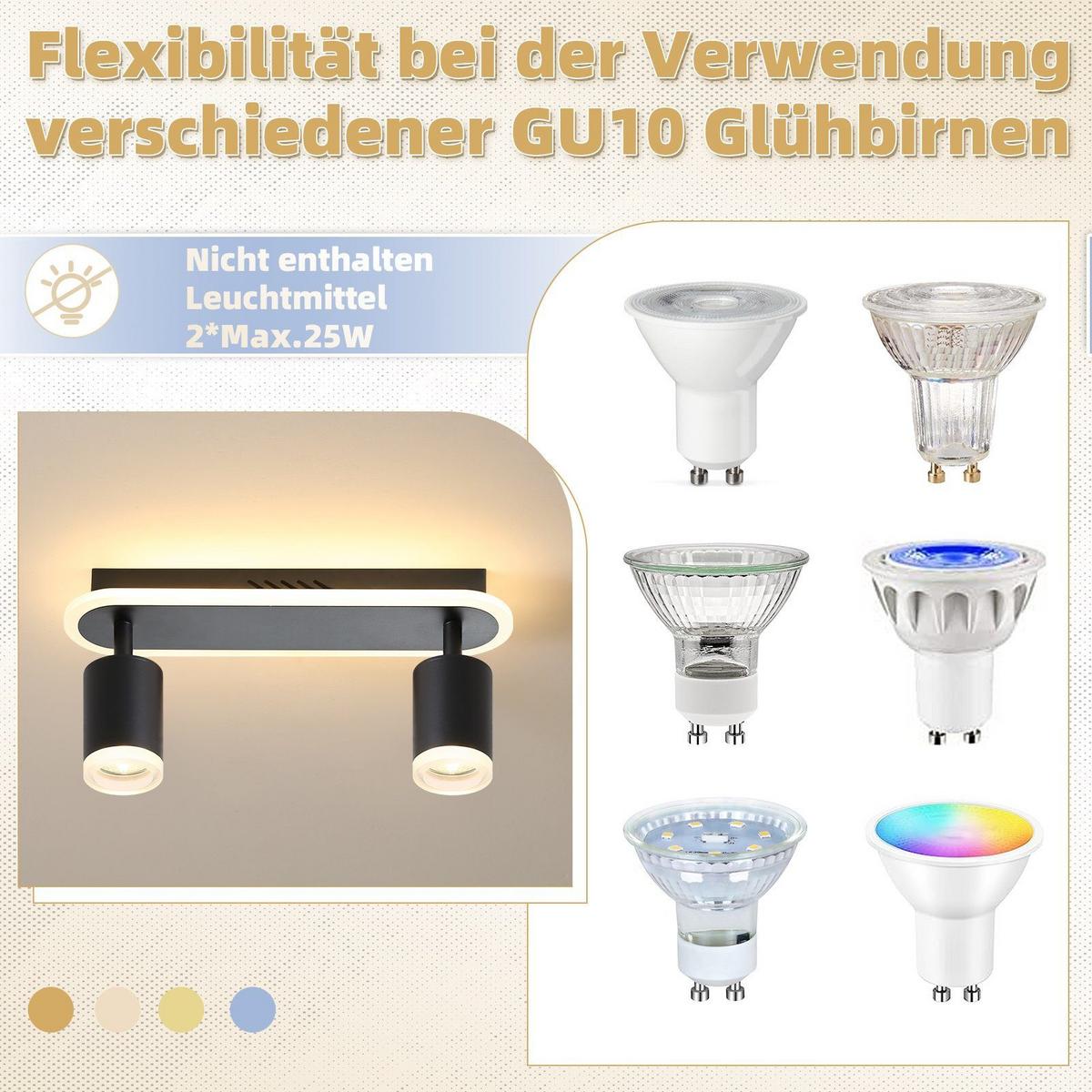 LED-DECKENLEUCHTE Lichtelf 2-flammig 33/6/9 cm - Schwarz, Kunststoff (33/6/9cm) - Nettlife