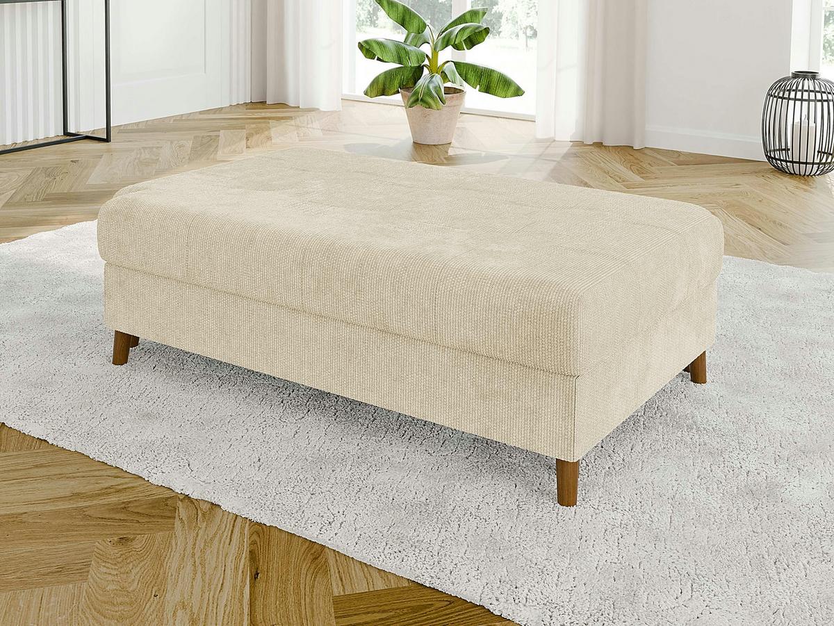 ECKSOFA inkl. Hocker Sigurd Beige Chenille - Ottomane Links - Beige/Braun, Holz/Textil (231/161cm) - S-Style Möbel
