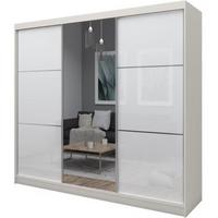 SCHWEBETÜRENSCHRANK Viva II 240/216/61 kaschmir mit Lacobel-Glas und Schubladen - Kaschmir, Holzwerkstoff (240/216/61cm) - Beautysofa