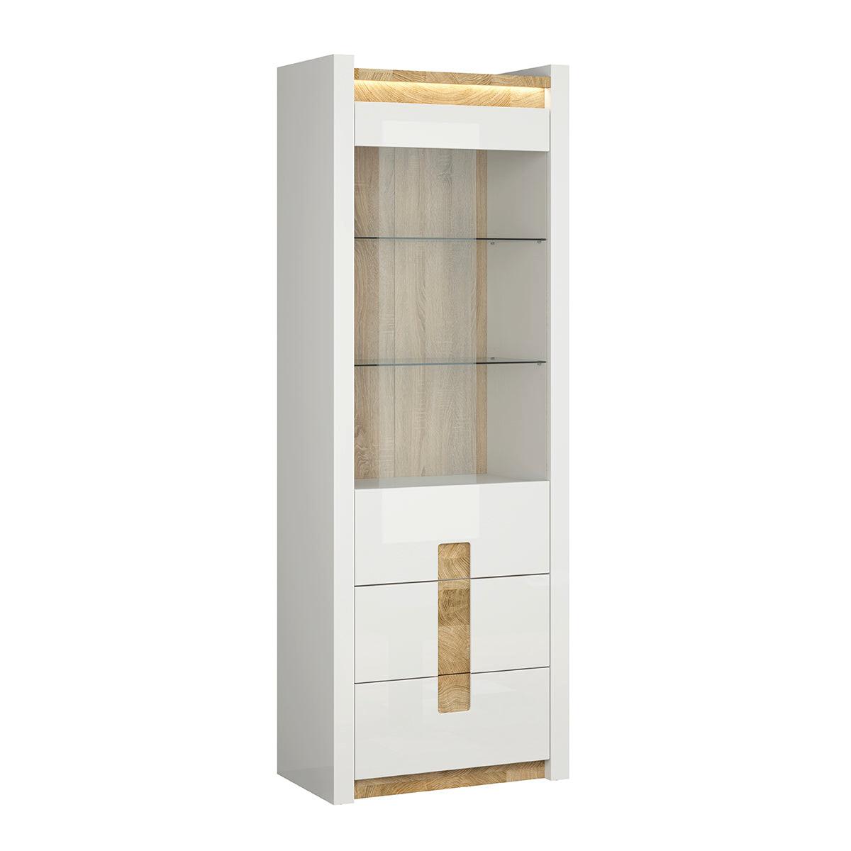 VITRINE Helios Weiß und Holz - Weiß, Holzwerkstoff (72/202/42cm) - Petits-meubles