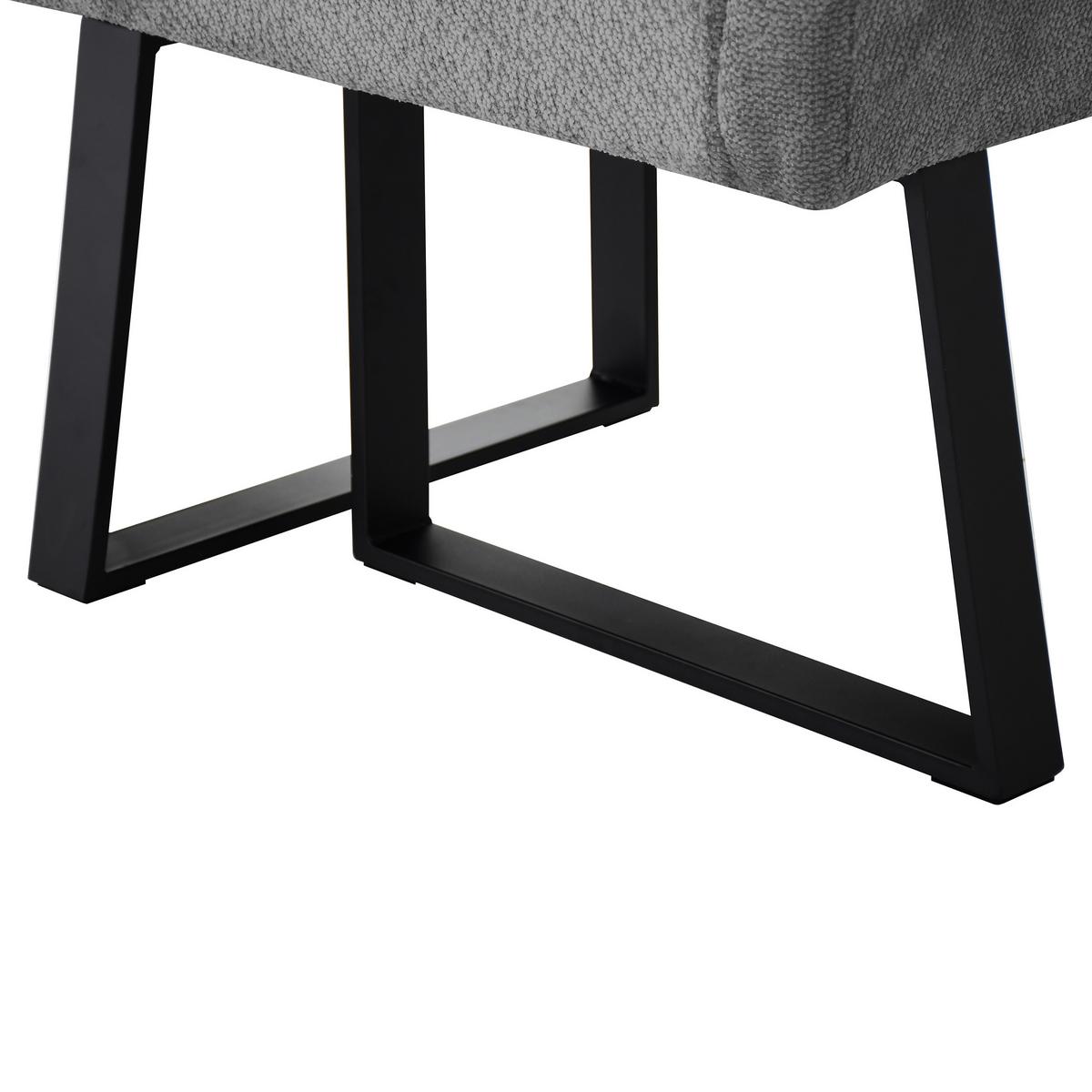 ECKBANK Cresto 212x173 cm, mit Metallbeinen, Egon-Stoff, Hellgrau - Hellgrau/Schwarz, Metall (212/173cm) - Beautysofa