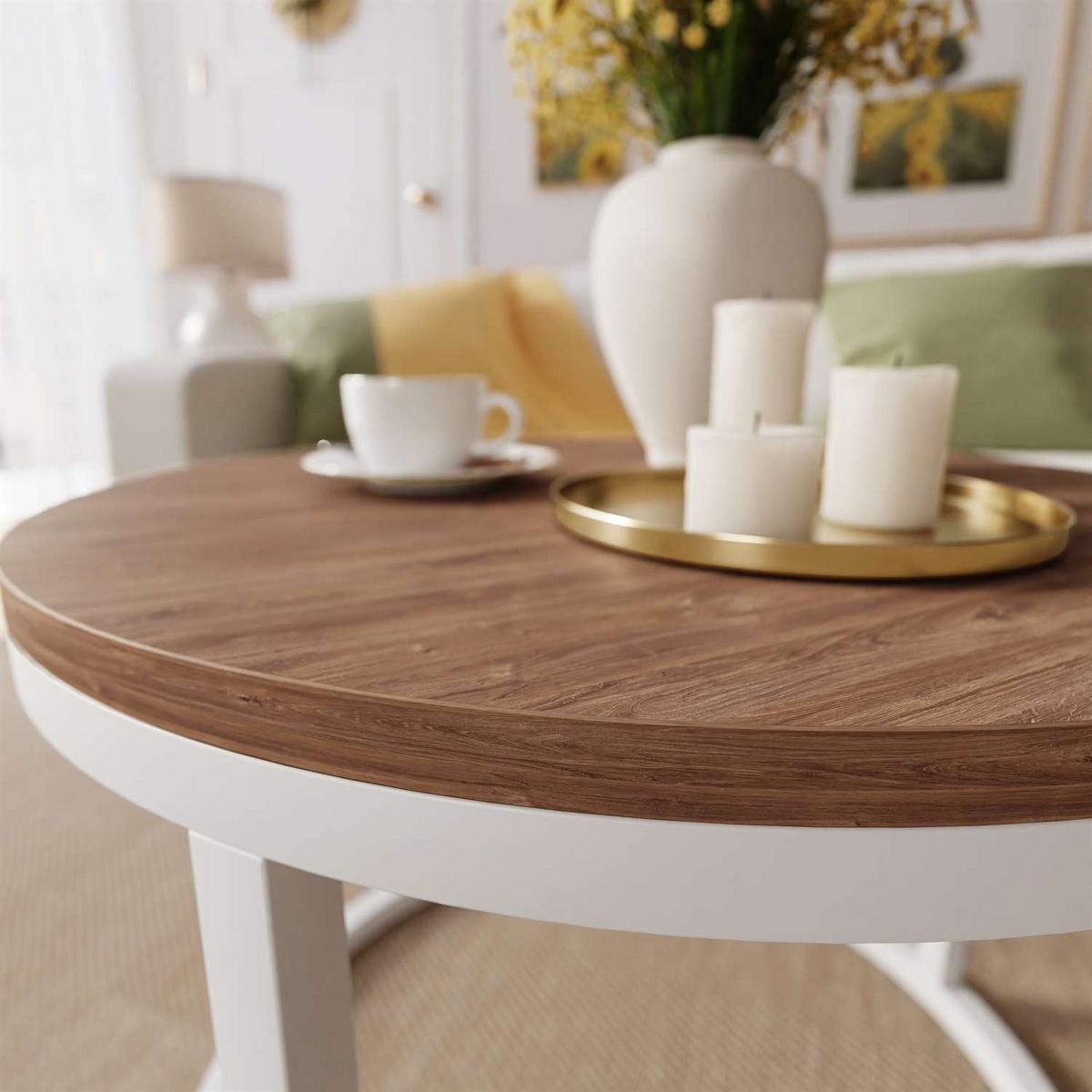 COUCHTISCH CIRI Eichenholz Sterling - Eichefarben/Weiß, Holzwerkstoff (60/60/42cm) - Lookway