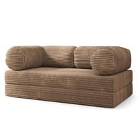 BETTSOFA ALVIO aus Schaumstoff Kordstoff Beige Schlaffunktion - Beige, Textil (170/68/80cm) - MASSENO