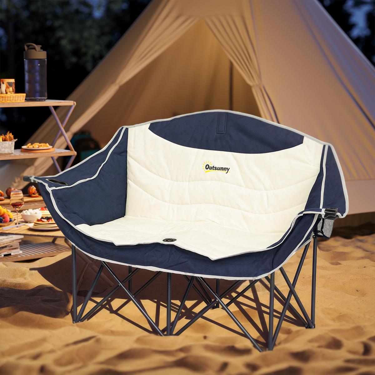CAMPINGSTUHL Metall Oxfordstoff Blau - Blau, Textil/Metall (50/90/143cm) - Outsunny