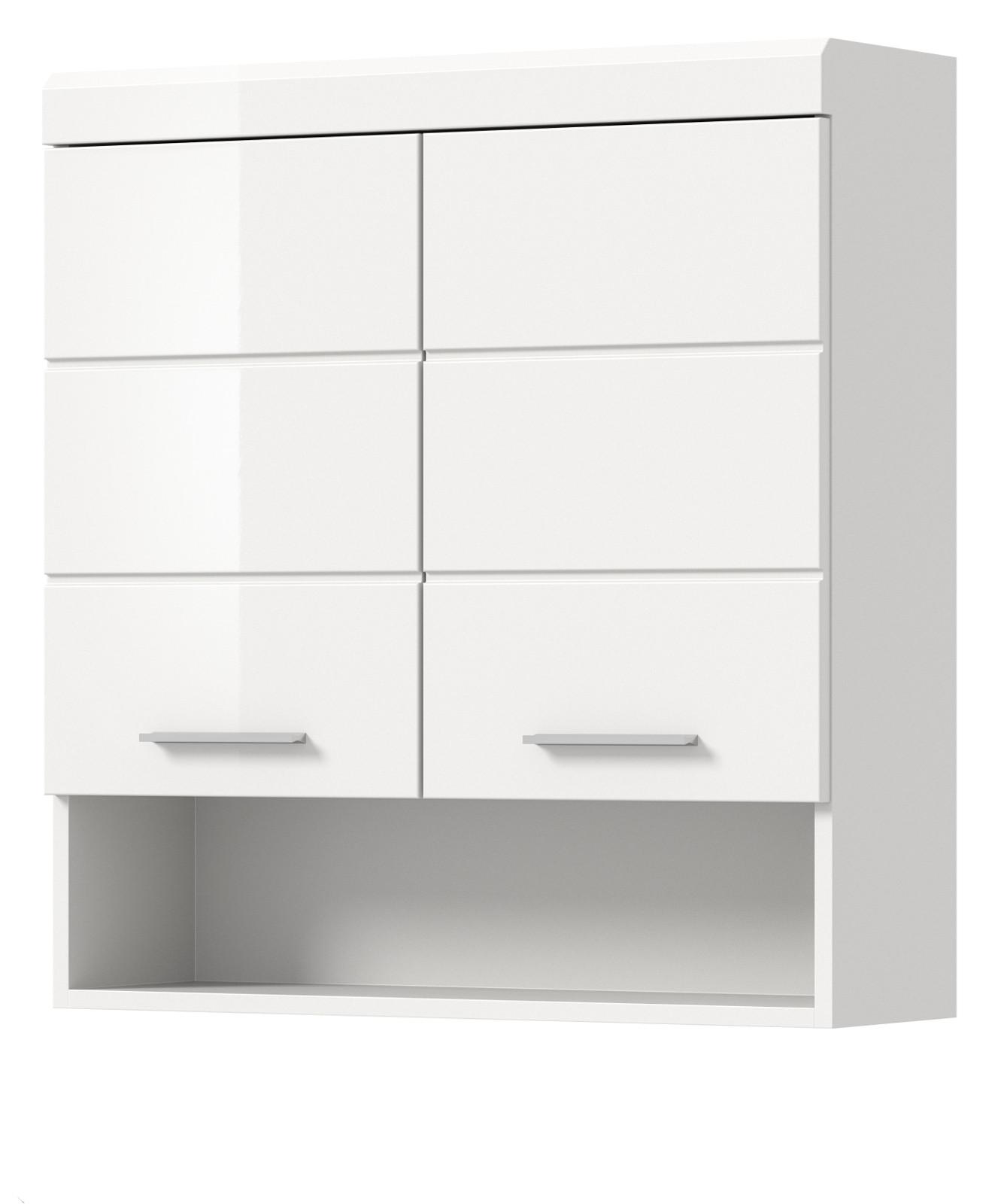 HÄNGESCHRANK weiß Hochglanz 74 x 79 cm, Badschrank hängend - Weiß Hochglanz/Silberfarben, Holzwerkstoff/Kunststoff (74/79/24cm) - Inn.Furn