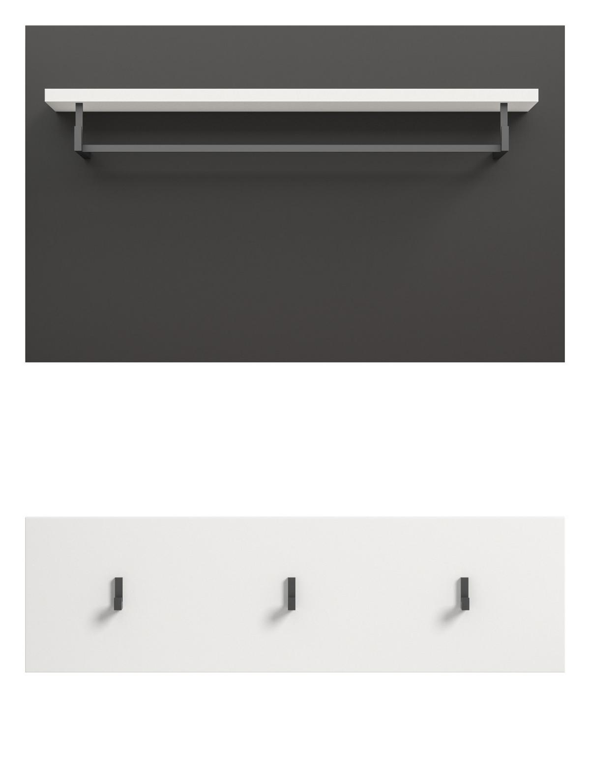 GARDEROBENPANEEL in weiß, grau Set 2-teilig, Flurgarderobe 80 cm, Cooper - Weiß/Grau, Holzwerkstoff/Metall (80/73/27cm) - Inn.Furn