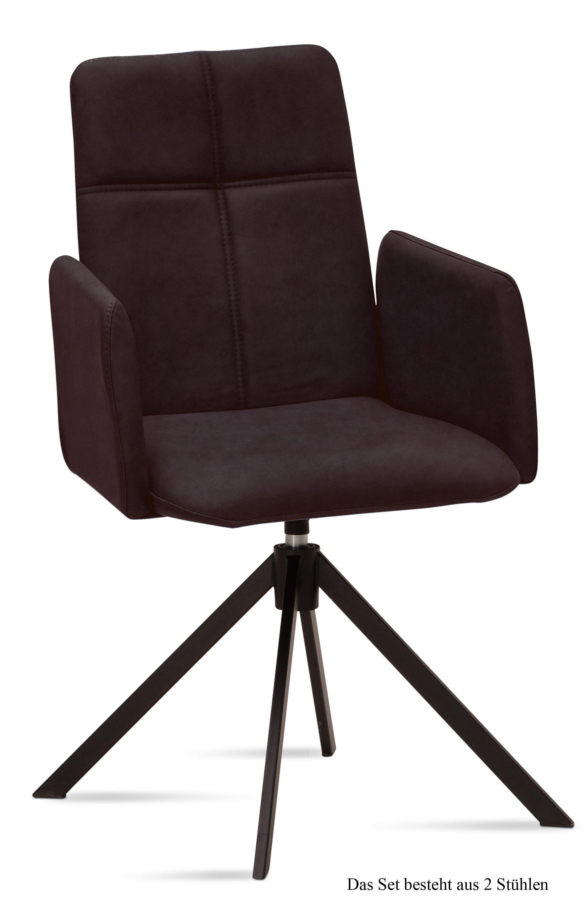ARMLEHNSTUHL drehbar (2er-Set) Debera 52x92x60 Schwarz/Espresso - Dunkelbraun/Schwarz, Kunststoff (60/92/52cm) - 58aufmkessel