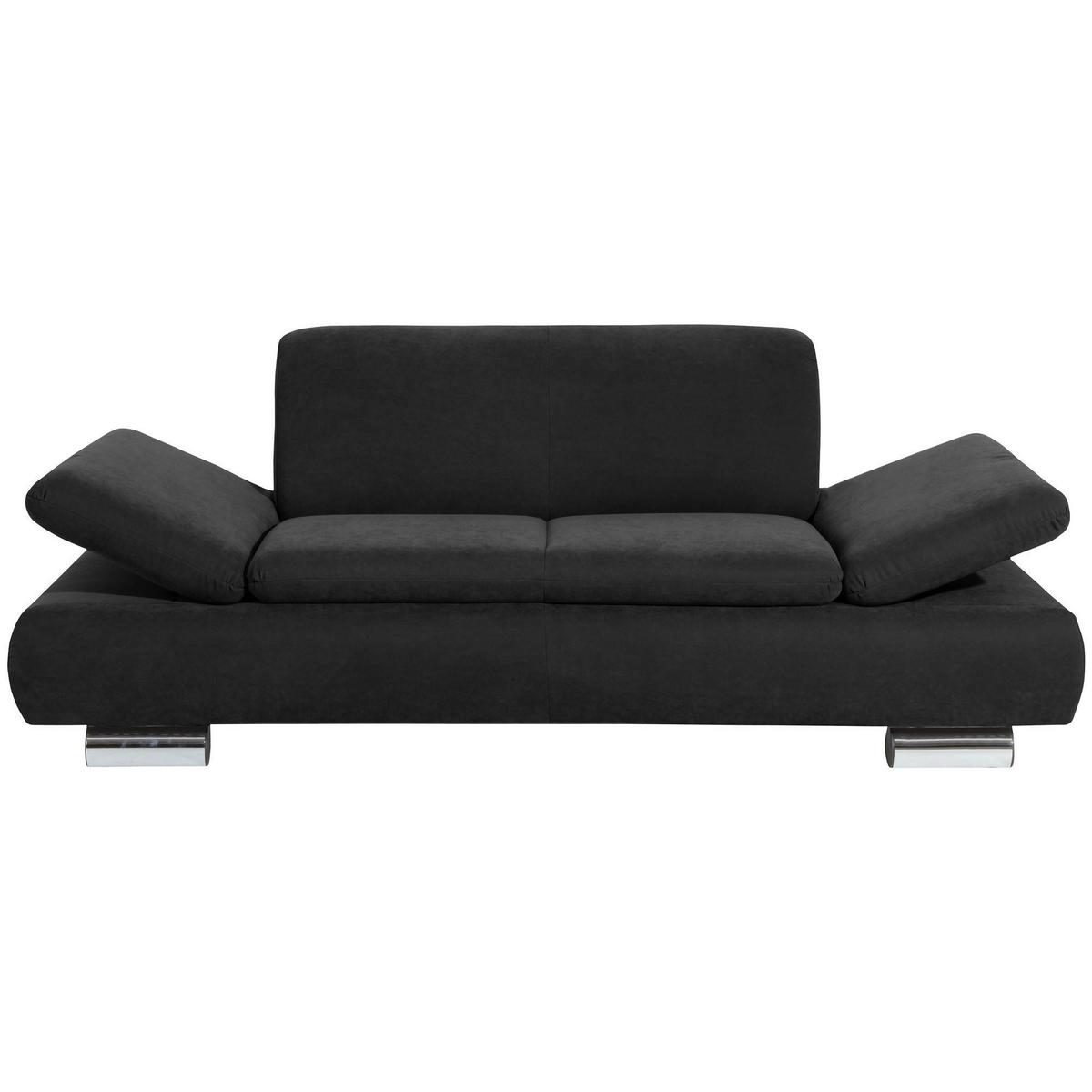 SOFA 2-Sitzer Kaye Bezug Veloursstoff Metallfuß verchromt / schwarz - Schwarz, Kunststoff (190/76/90cm) - 58aufmkessel