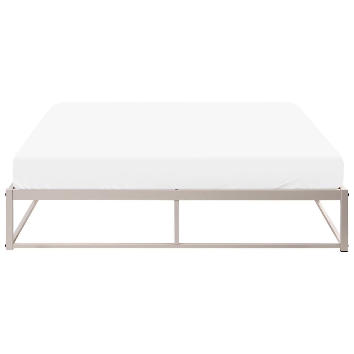 BETT ohne Kopfteil 160/200 cm Eisen Hellbeige Viry - Beige, Metall (160/200cm) - Beliani