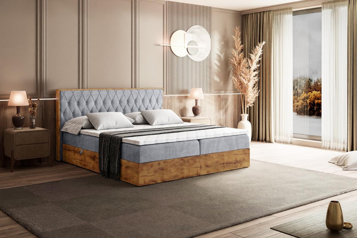 BOXBETT mit Matratze H4 und Lattenrost - LOLLI5 - 180x200 - Hellgrau - Grau, Holzwerkstoff/Kunststoff (180/200cm) - ALTDECOR