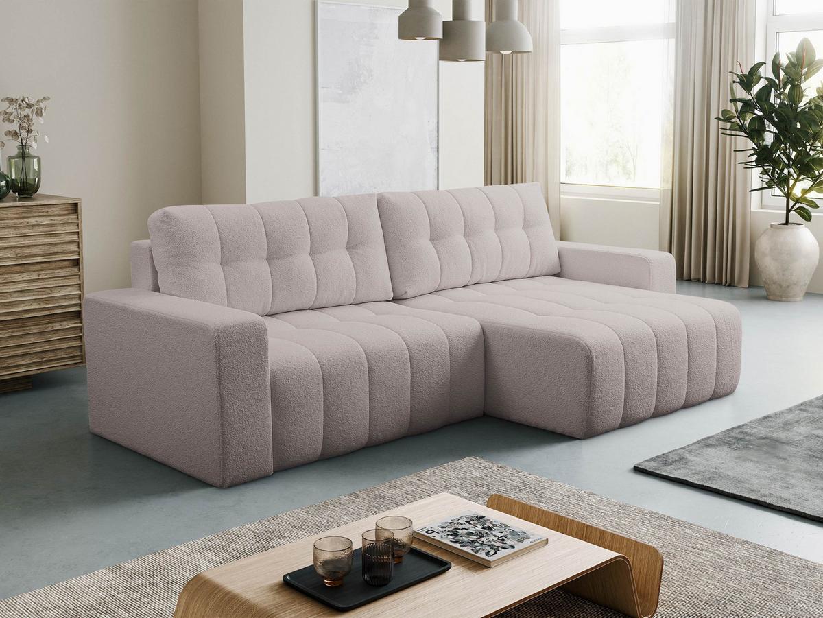 ECKSOFA Masone - Hellrosa/Schwarz, Holz/Kunststoff (245/143cm) - MIRJAN24