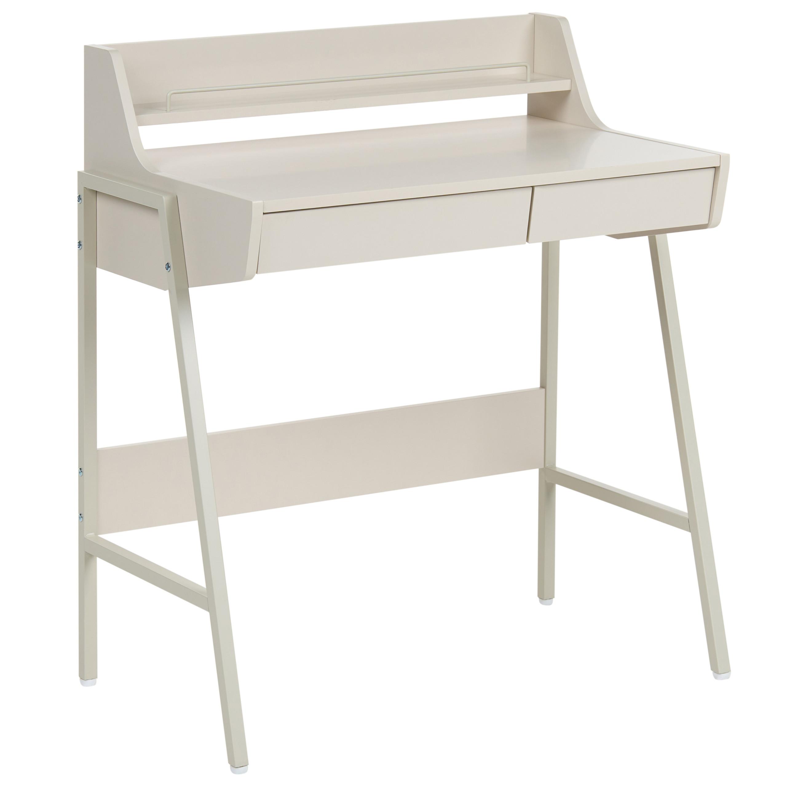 SCHREIBTISCH mit Regalaufsatz Hellbeige 77/46 cm Broxton - Beige, Holzwerkstoff (46/77/89cm) - Beliani