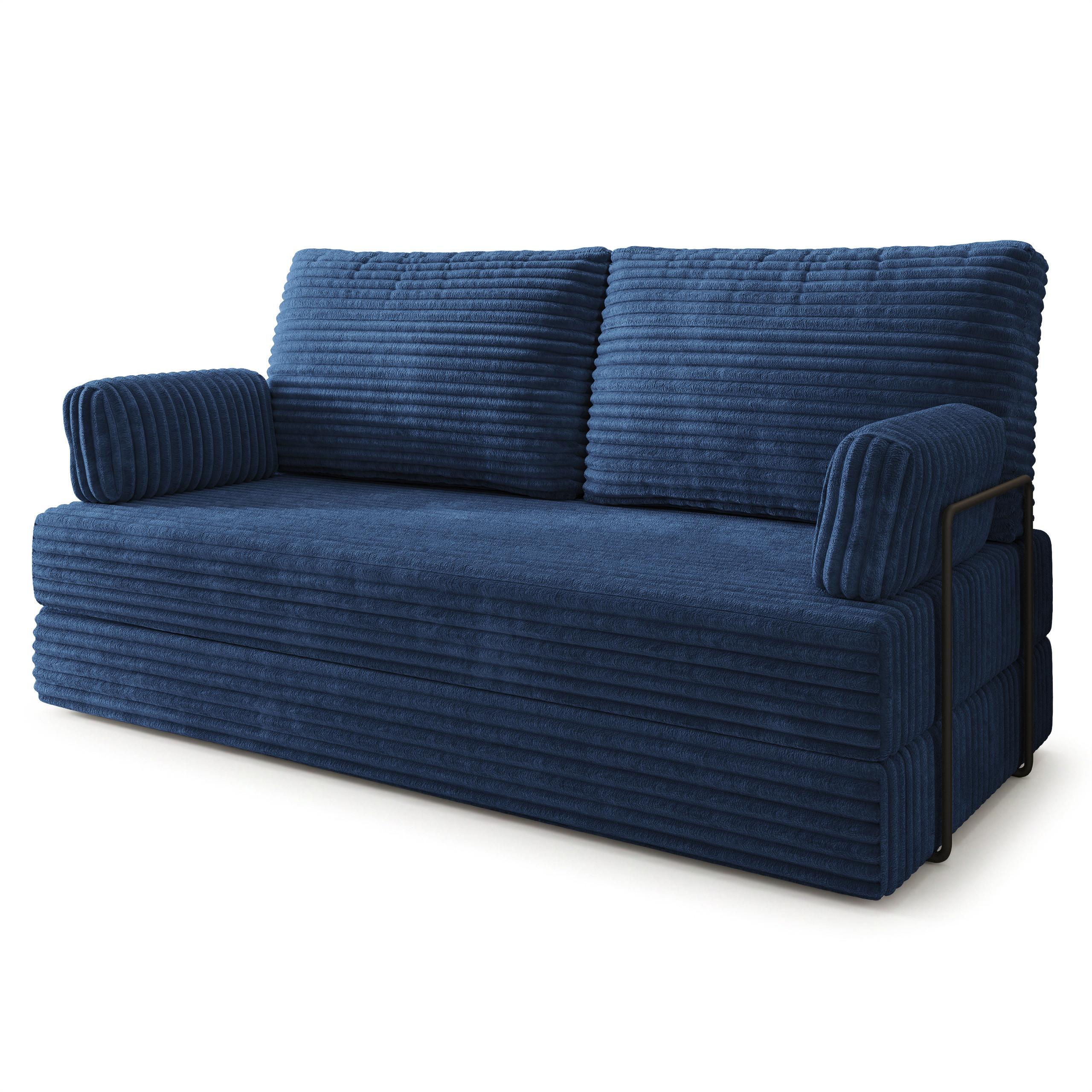 BETTSOFA SILAR aus Schaumstoff Kordstoff Blau Schlaffunktion - Blau, Textil (170/86/80cm) - MASSENO