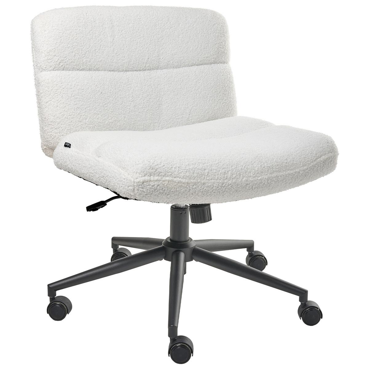 SCHREIBTISCHSTUHL Bouclé Weiß Catlin - Weiß, Textil (64/80/68cm) - Beliani