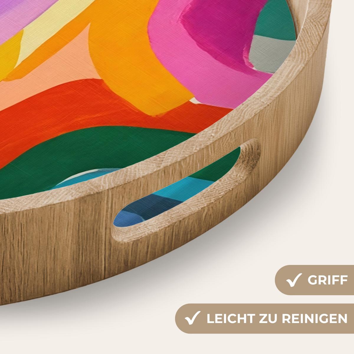 TABLETT Abstrakt - Bunt - Wellen - Linien 40x40 cm - Multicolor, Holz (40/5/5cm) - OnlyWow