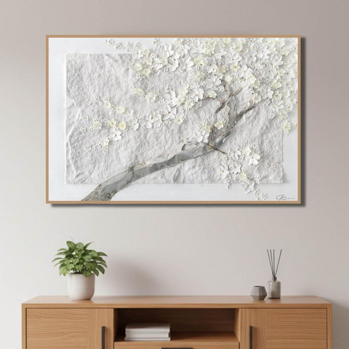 ACRYLBILD HANDGEMALT 90/60 cm - Gelb/Weiß, Holz/Textil (90/60cm) - KUNSTLOFT