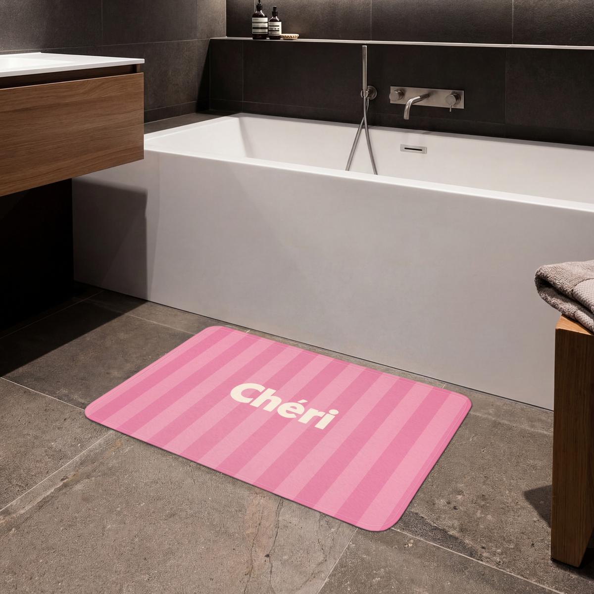 BADEMATTE Gestreift - Rosa - Chéri 80x50 cm - Pink, Textil (80/50cm) - OnlyWow