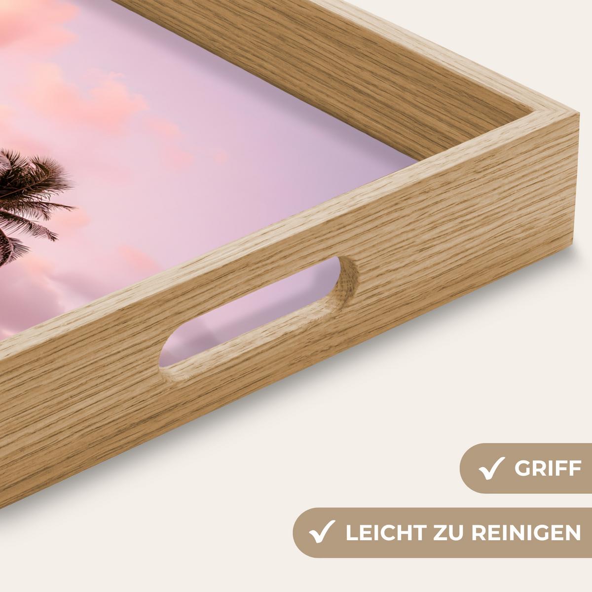TABLETT Palmen - Lila - Wolken - Himmel 40x30 cm - Rosa, Holz (40/5/5cm) - OnlyWow