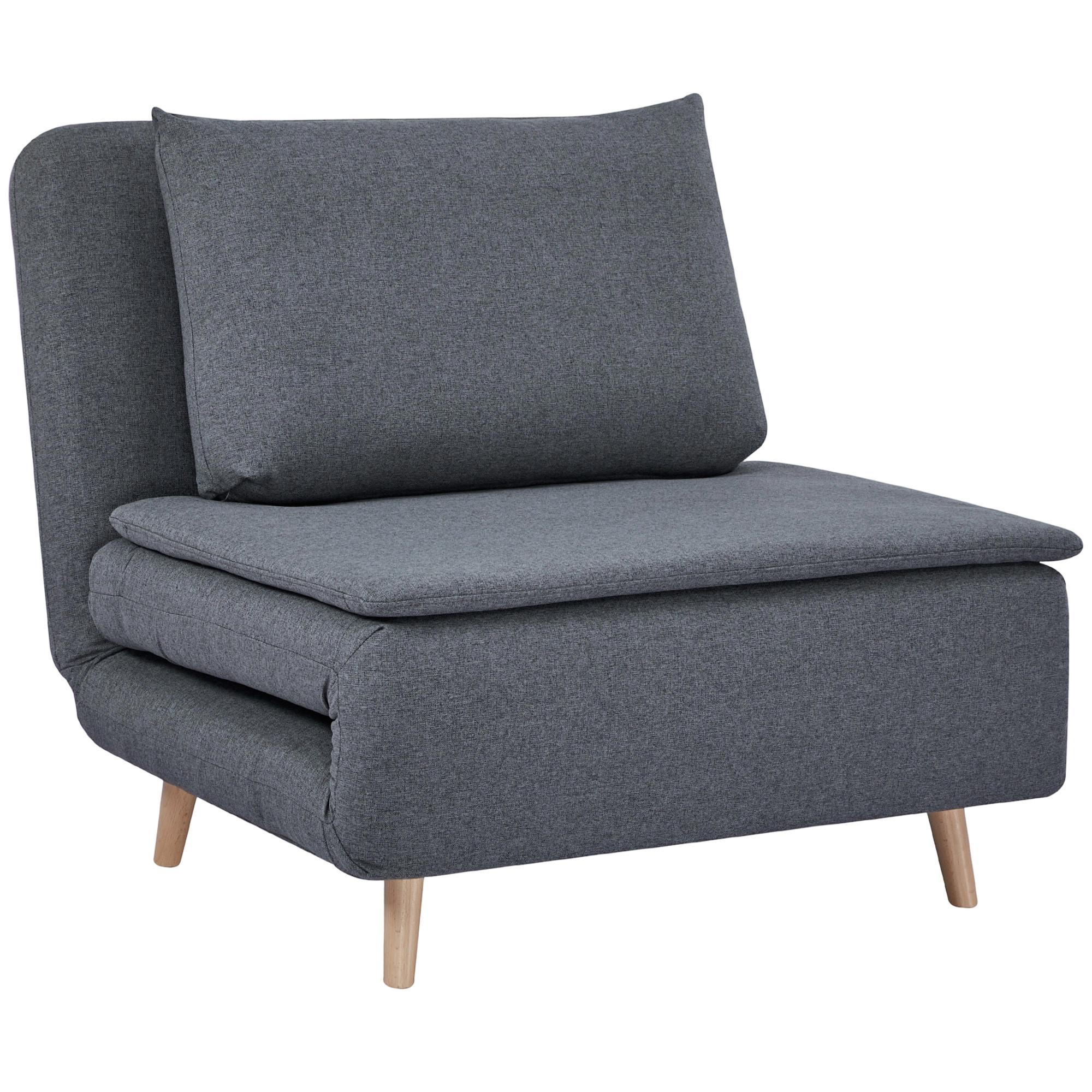 SCHLAFSESSEL 3-in-1 Sessel Bett-Funktion , verstellbare Rückenlehne - Buchefarben/Grau, Buchenholz/Textil (90/80/95cm) - HOMCOM