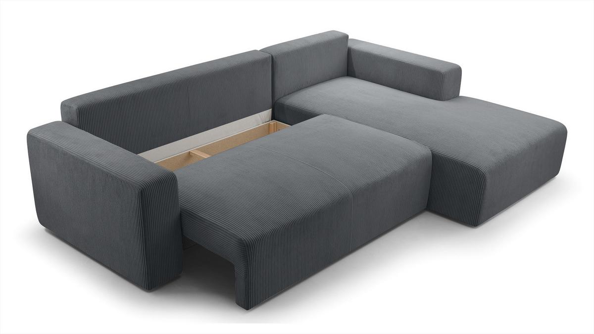 ECKSOFA L Form Catea Grau 279/145/84 cm Rechts mit Schlaffunktion - Schwarz/Grau, Kunststoff/Textil (279/145cm) - AX Living