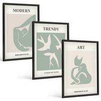 BILDER SET 3er Set - 40x60 cm Schwarzer Rahmen - Matisse abstrakte Figuren - Schwarz, Kunststoff (40/60cm) - TULUP