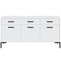 KOMMODE Selena mit 3 Türen und 3 Schubladen, Metallfüße, Selbstschließer, Weiß, 150 cm - Schwarz/Weiß, Holzwerkstoff/Metall (150/85/40cm) - Beautysofa