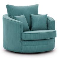 DREHSESSEL Ted aus Türkis Cord-Stoff - Türkis/Schwarz, Holz/Textil (107/94/100cm) - S-Style Möbel