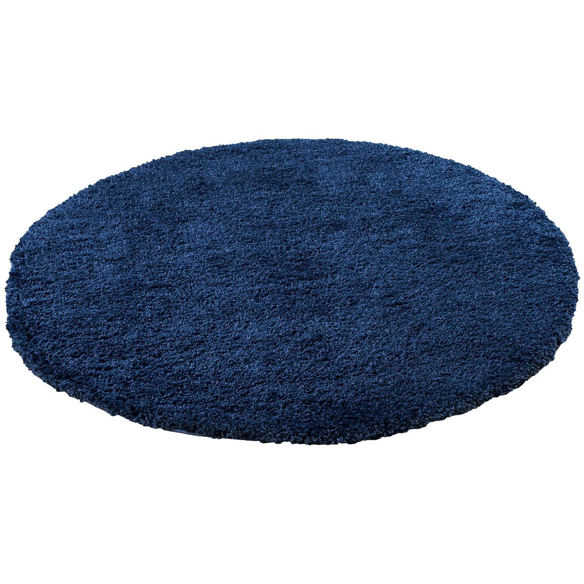 HOCHFLOR LANGFLOR SHAGGY TEPPICH LUXURY RUND - Dunkelblau, Textil (80/80cm) - Pergamon