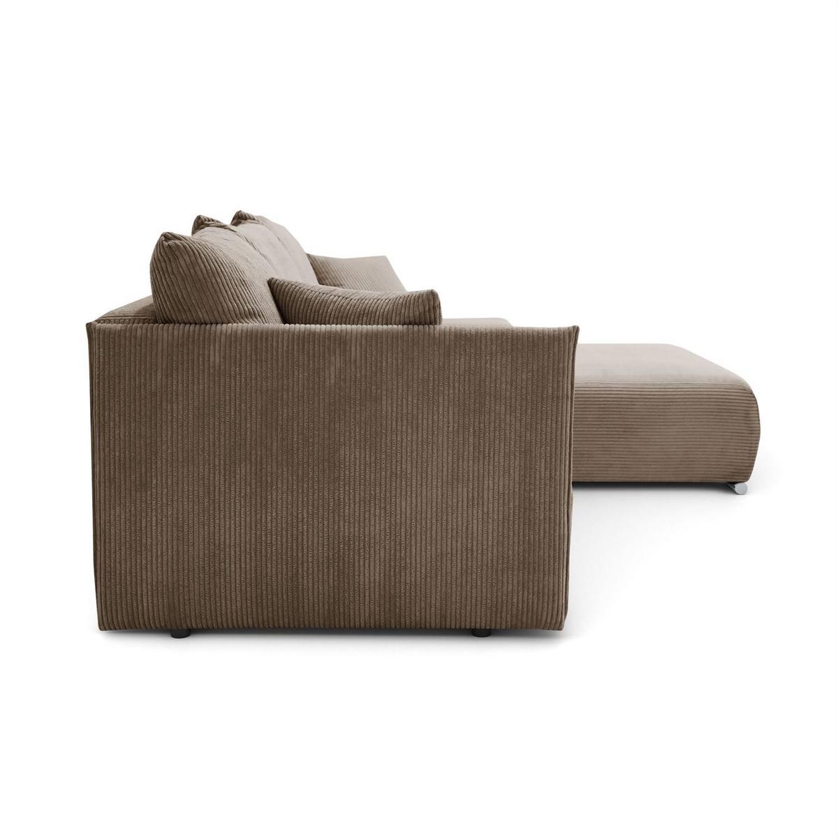 ECKSOFA LAVIO L mit Schlaffunktion und Bettzeugkasten Rechte - Braun, Textil (246/188cm) - Lookway