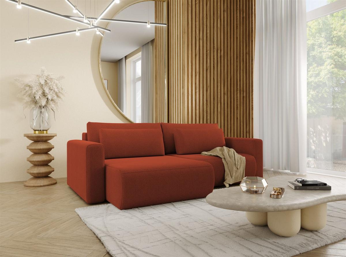 ECKSOFA Chaira Mit Schlaffunktion - Rotbraun, Holzwerkstoff/Textil (240/149cm) - Fun Möbel