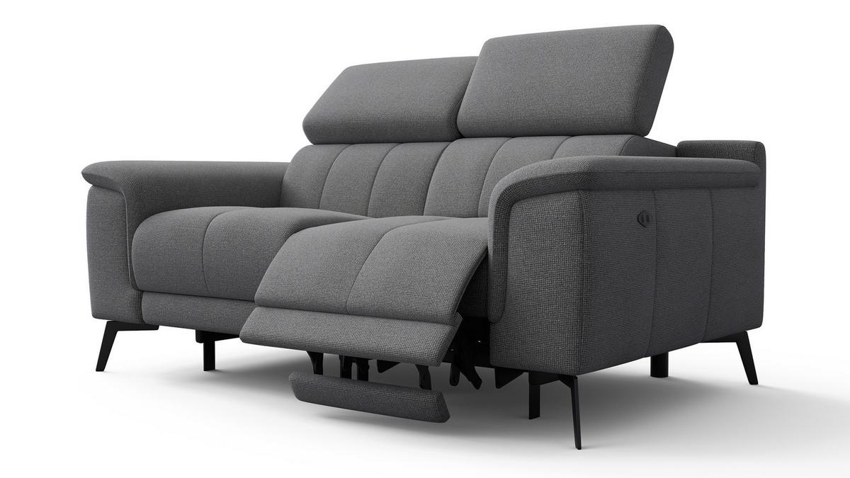 RELAXSOFA FIERO 2-Sitzer mit 2 Relaxfunktionen, grau - Schwarz/Grau, Holzwerkstoff/Textil (170/82/103cm) - Wozimo