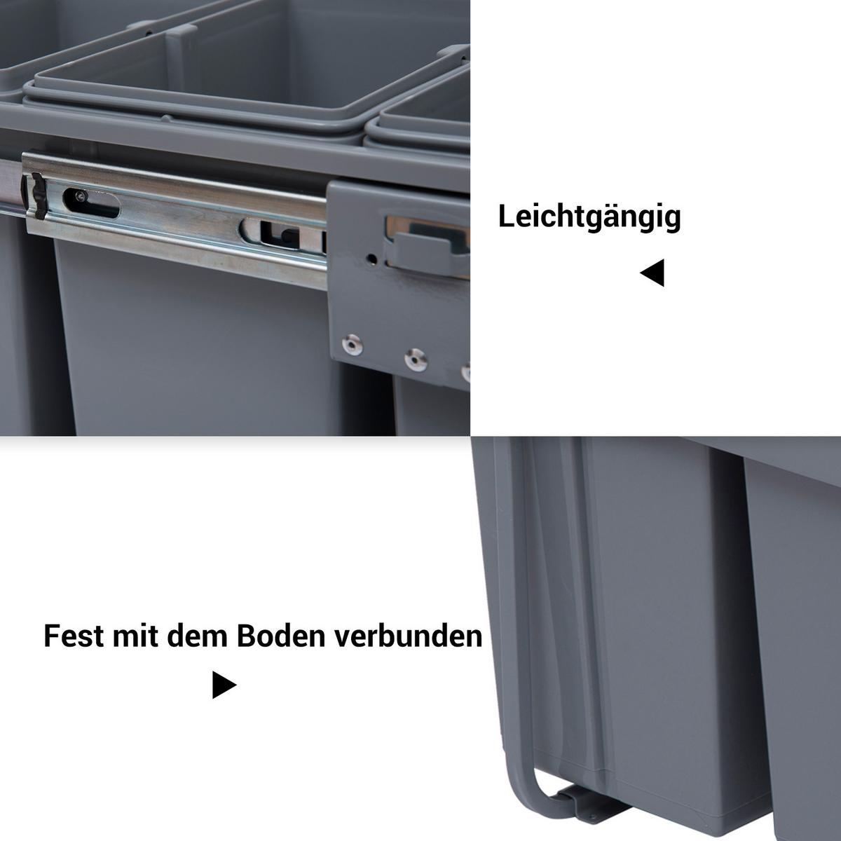 ABFALLEIMER aus Kunststoff Metall Grau - Grau, Metall (34.2/41.8/48cm) - HOMCOM