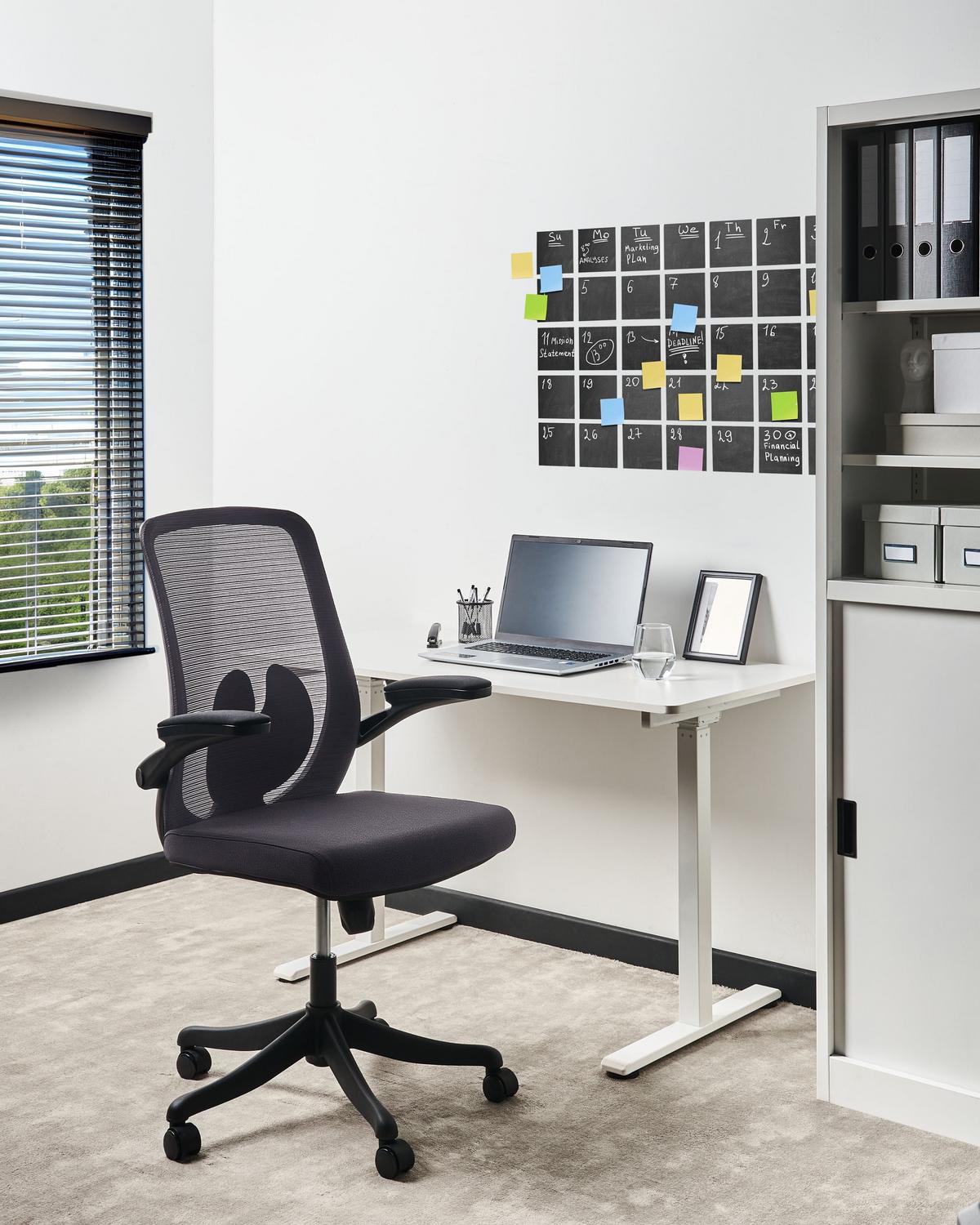 BÜROSTUHL Schwarz Overlord - Schwarz, Textil (49/100/63cm) - Beliani