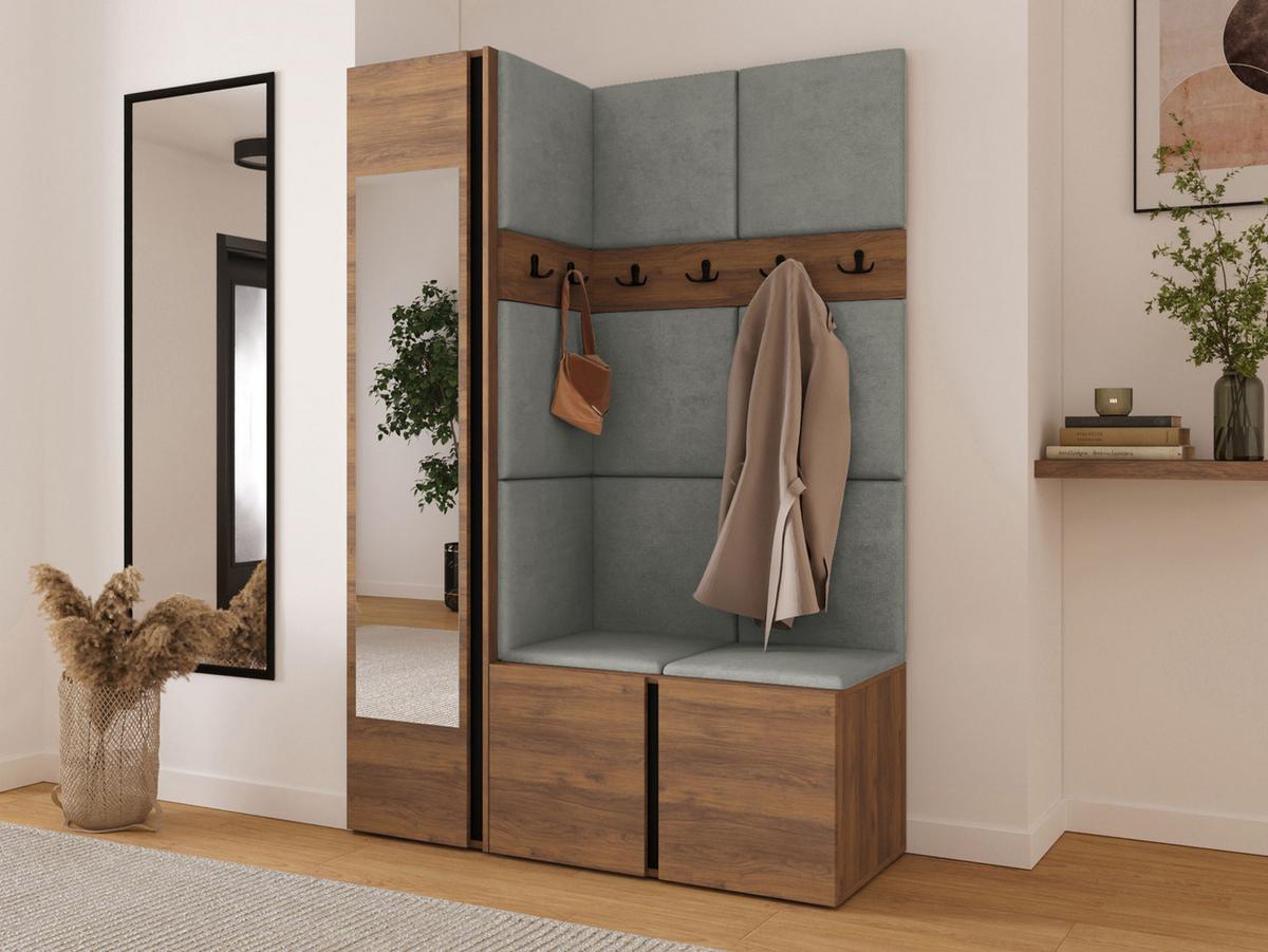 GARDEROBEN-SET Orion X - Nussbaumfarben/Grau, Holzwerkstoff/Kunststoff (124/186/46cm) - MIRJAN24